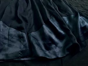 Black Midi Skirt with Satin Trim