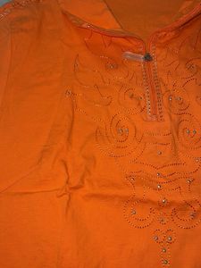 Orange Embroidered Top