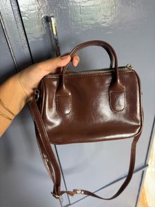 Chic Brown Faux Leather Handbag