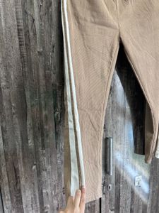 Comfortable Brown Track Pants with Side Stripe