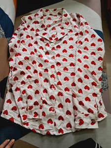 Heart Print White Shirt