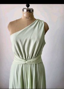 Elegant One-Shoulder Pleated Midi Dress