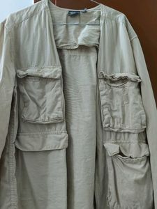Khaki Utility Jacket with Multiple Pockets