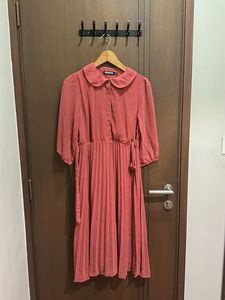 Dusty Rose Pleated Shirt Dress – Size M