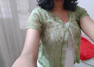 [Forever 21] Green Lace Sheer Cropped Top