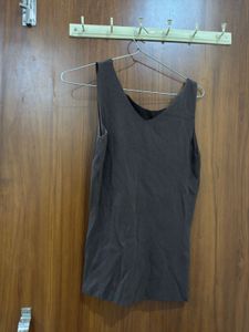 Sleek Dark Brown V-Neck Tank Top