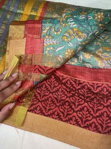 Vibrant Striped &amp; Floral Saree
