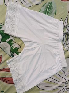 Comfortable White Lace Trim Shorts