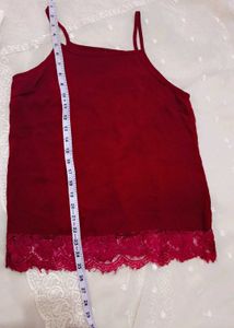 Maroon Lace Trim Cami Top