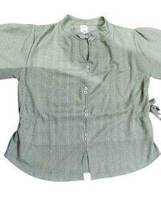 Stylish Olive Green Plisse Textured Shirt - Used (