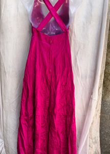 Vibrant Pink Halter Neck Maxi Dress