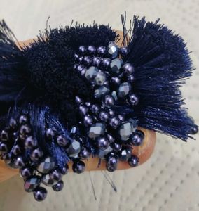Deep Blue Double Tassel Silk And Bea