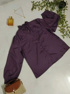 Elegant Purple Ruffle Neck Blouse💜✨