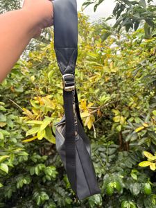 Black Leather Crossbody Bag with adjustable strap