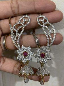 Stunning Diamond Jhumka With Chain