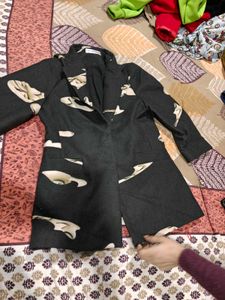 Printed Black Blazer Jacket