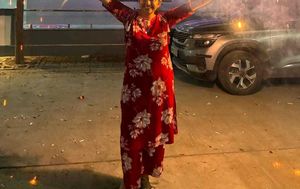 Red Floral Print Kurta
