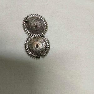 Oxidized Silver Round Jhumka Earrings