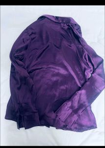 Purple Satin Button-Down