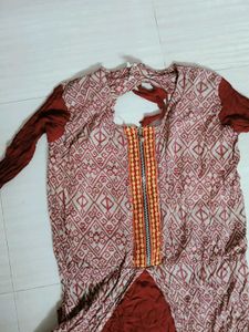 Elegant Maroon Printed Ethnic Gown