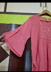 Sequined Kurta with Flared Sleeves
