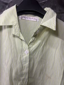 ZARA Mint Green &amp; White Striped Shirt for Women’s