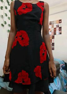 Black &amp; Red Floral Mini Dress