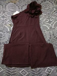Maroon One-Shoulder Jumpsuit
