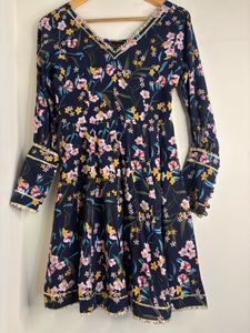 Navy Floral party wear anarkali suit