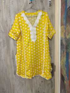 Vibrant Yellow Polka Dot Kurta