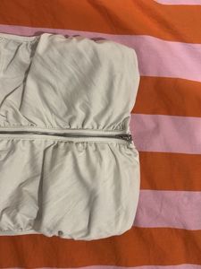 Cream Ruched Strapless corset Top