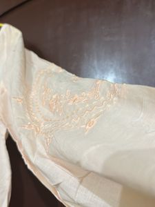 Pretty Peach Blouse with Lace Sleeves