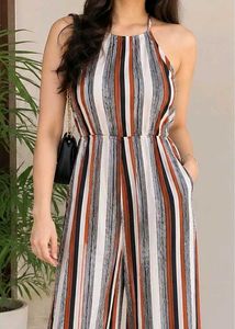 Striped Halter Neck jumpsuit upto XL size