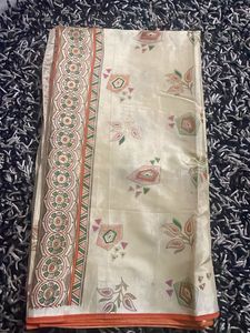 Cream Saree with ethnic Print