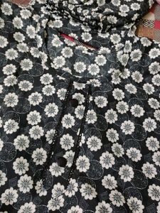 Black Floral Kurta