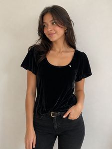 Velvet Flutter Sleeve Top