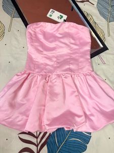 Strapless Pink Satin Dress