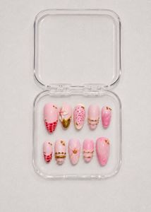 Pink Floral & Pearl Press-On Nail Set