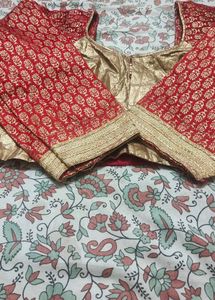 Red &amp; Gold Brocade Blouse