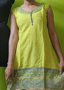 Lime Green Embroidered Kurta
