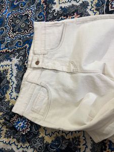 Cream Wide Leg Jeans