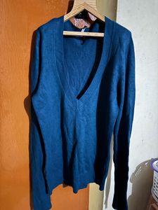 Teal V-Neck Knit Sweater