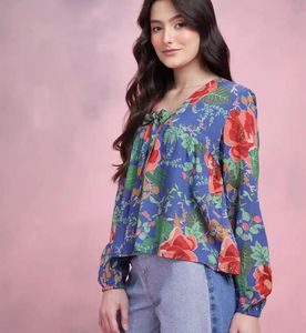 DressBerry Floral Print Puff Sleeve Top 💙🌸