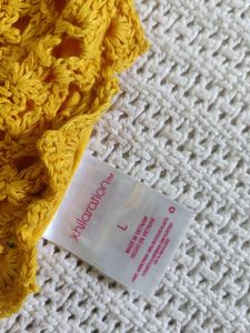 Yellow Crochet Bikini Top(L)