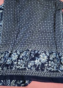Navy Blue Floral Kurta Set with Dupatta