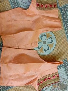 Elegant Peach Embroidered Saree