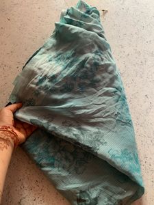 Beautiful Teal Floral Dupatta