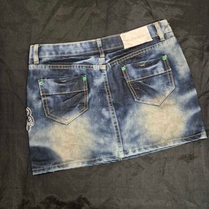 Distressed Denim Mini Skirt y2k
