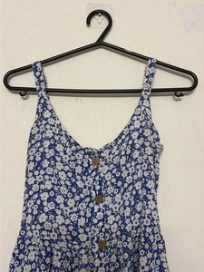 Blue Floral Button-Up Midi Dress