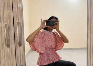 Pink Floral Peplum Top
